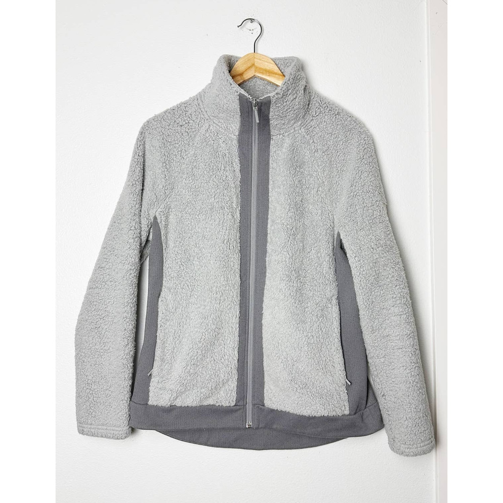 The North Face Jacket Women's Gray Teddy Fleece Deep Pile Sweatshirt sz M